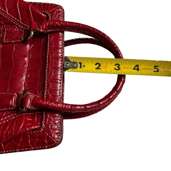 LIZ CLAIBORNE Crazy Horse Vintage Red Mock Croc Mini Satchel OS - Picture 4 of 11